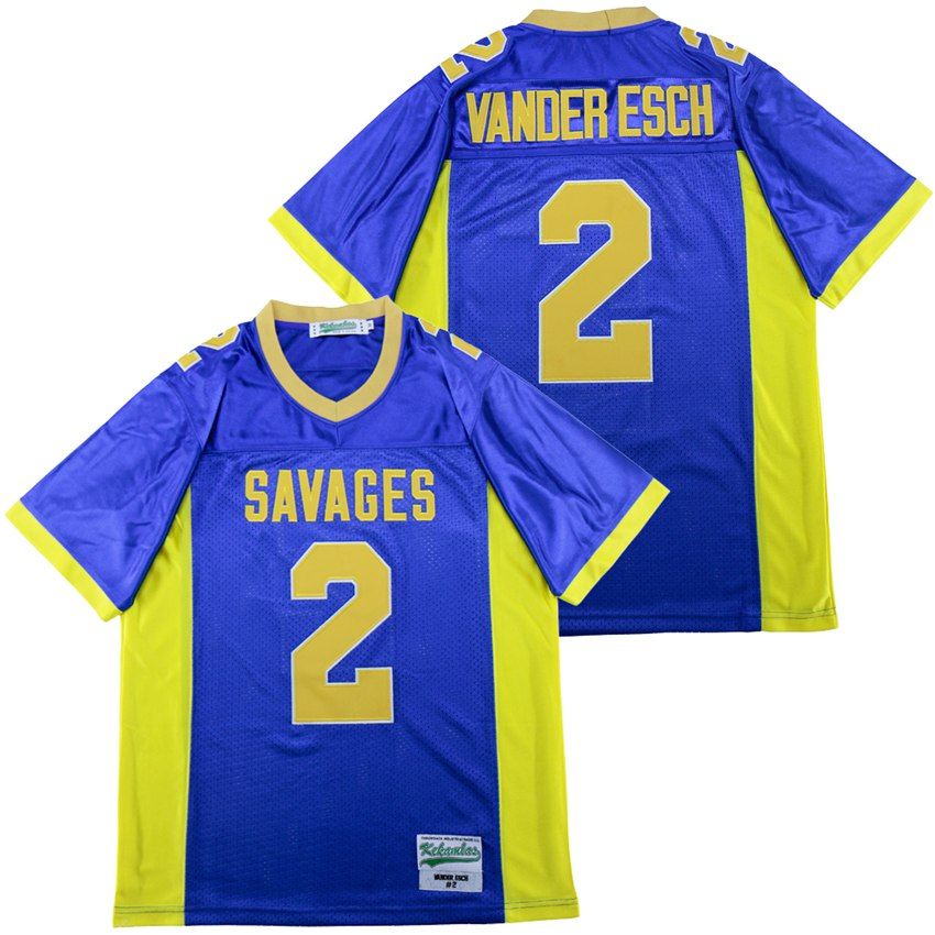 Leighton Vander Esch 2 Salmon River High School Savages Blue Football Jersey  — BORIZ