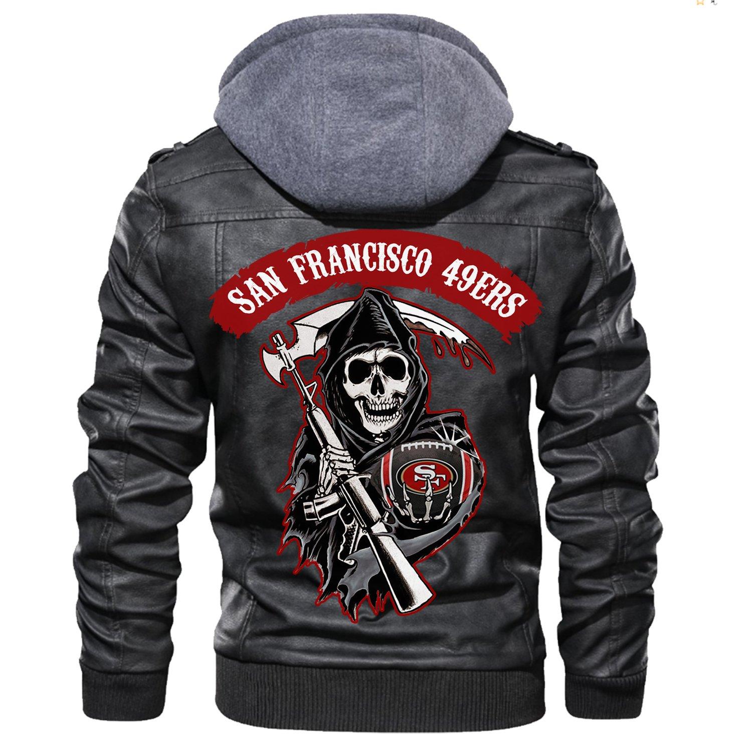 San Francisco 49ers Nfl Football Black Leather Jacket Mens Leather ...