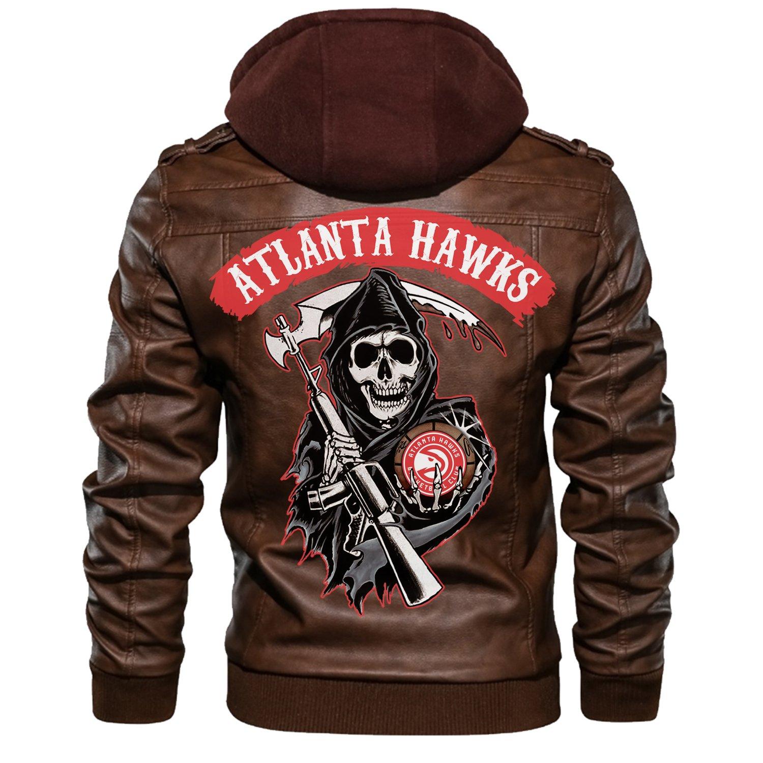 Atlanta Hawks Nba Basketball Sons Of Anarchy Brown Leather Jacket Mens ...